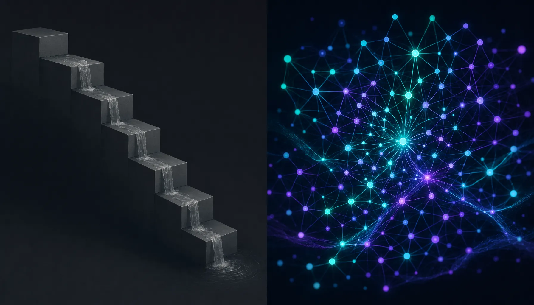 Comparison of static waterfall structure versus real-time AI bidding network